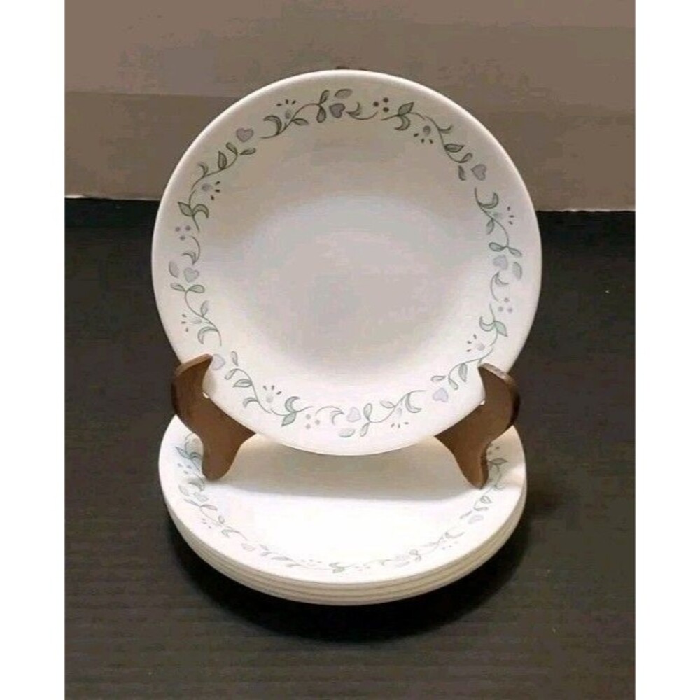 Corelle Country Cottage Dessert Plates Bread 6 3/4" Dishes Hearts & Vines 6 Pack
